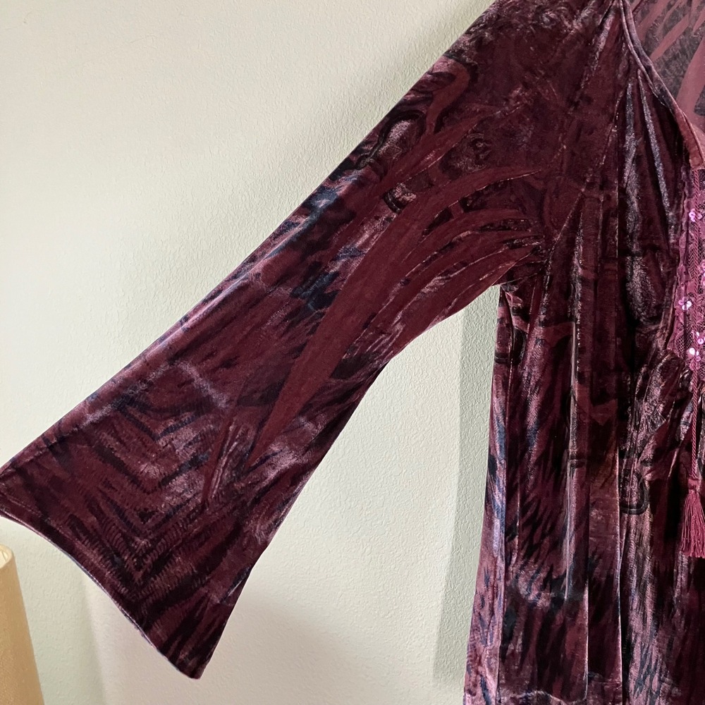 UNITY Velour Babydoll Top 2X Flare Sleeve Y2K Fairy Grunge Whimsigoth Purple - Picture 7 of 10